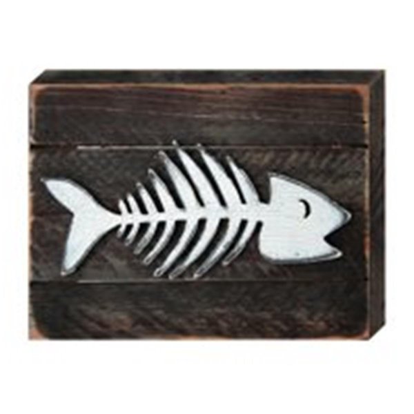 Clean Choice Vintage Fish Skeleton Art on Board Wall Decor CL1772644